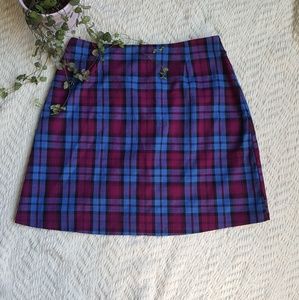 Fiorlini International Plaid Blue & Magenta Skirt